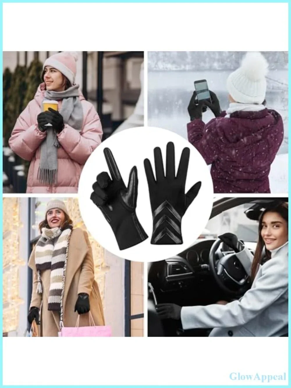 Touchscreen Winter Gloves for Women, Fleece Lined Spandex Chevron, Anti-Slip